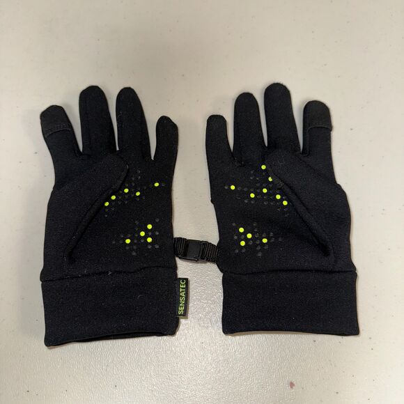 Black Fleece Gloves Kid’s Large Snow Ski Unisex Warm Winter Lightweight - Picture 2 of 9